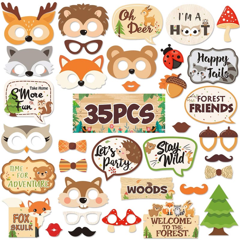 Yaaaaasss! 35 PCS Woodland Animal Photo Booth Props Wild One Camping Forest Theme Party Favors Decorations for Woodland Creatures Baby Shower Birthday Party Supplies - Image 2